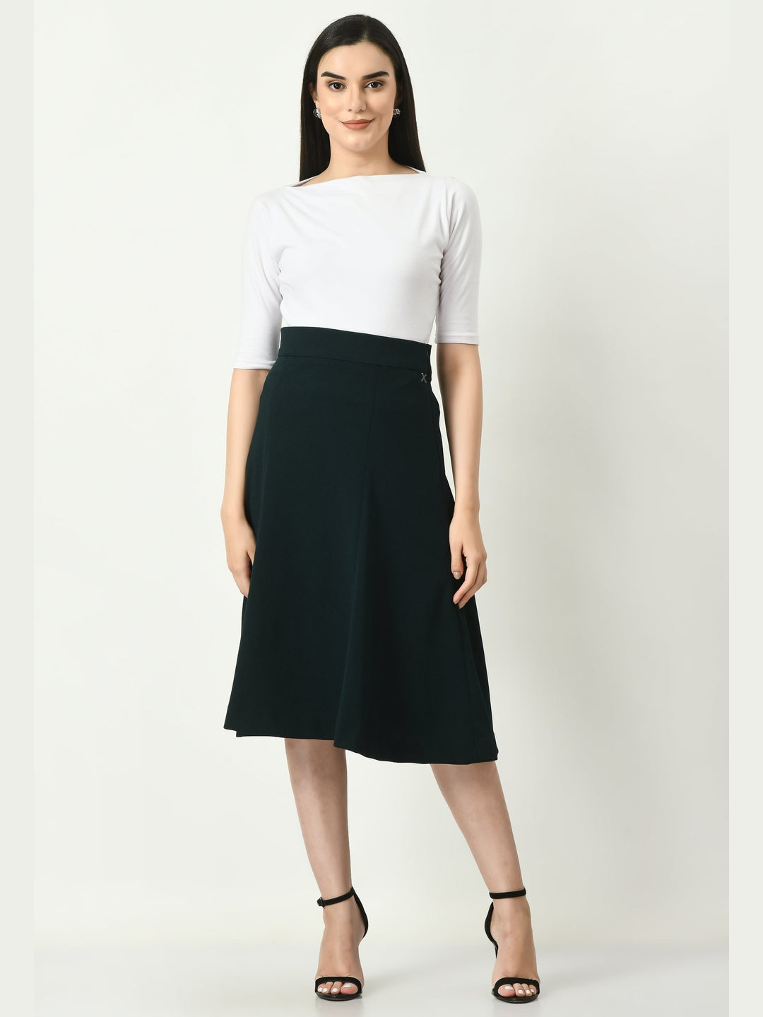 Exude Victory A-line Midi Skirt Emerald Green Skirts