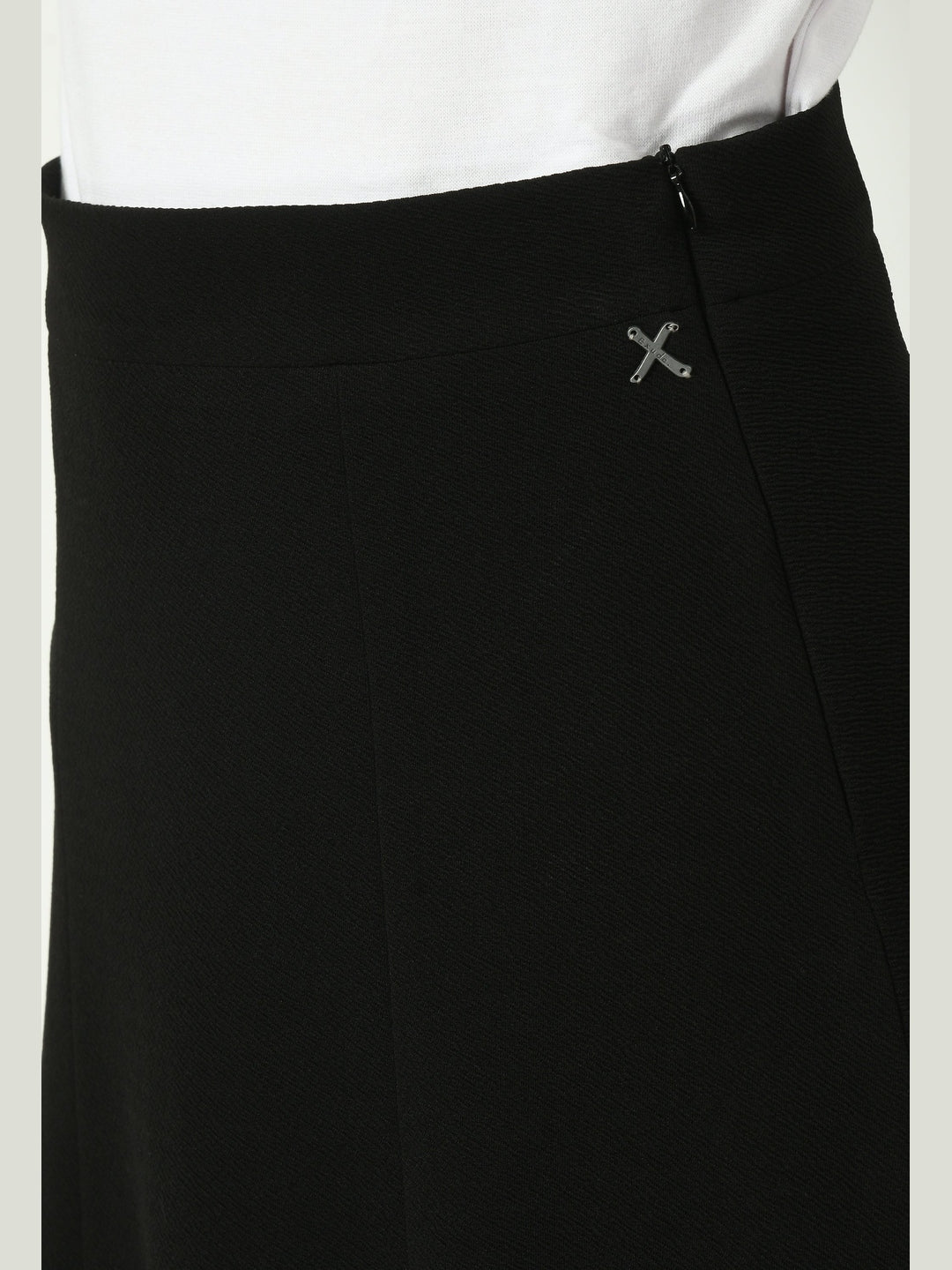 Exude Exuberant Mandarin Collar Blazer with Midi A-line Skirt Black Co-ord Sets