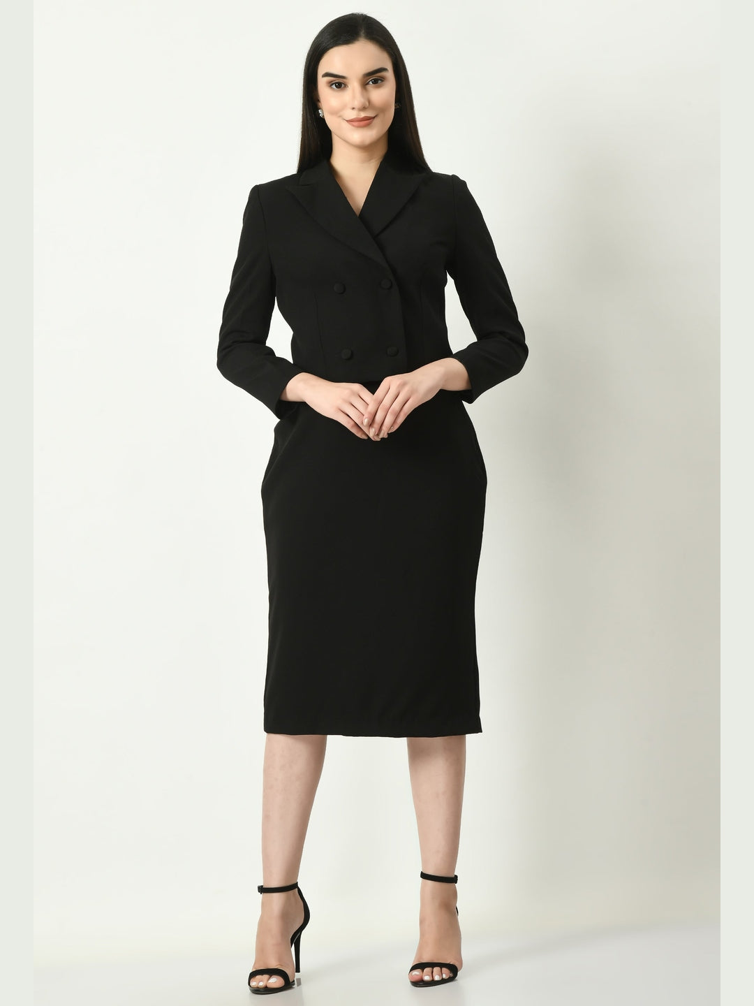 Exude Marvelous Pencil Midi Skirt Black Skirts