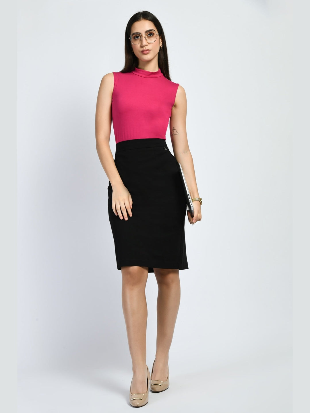 Exude Charm High-neck Sleeveless T-shirt Hot Pink T-Shirts