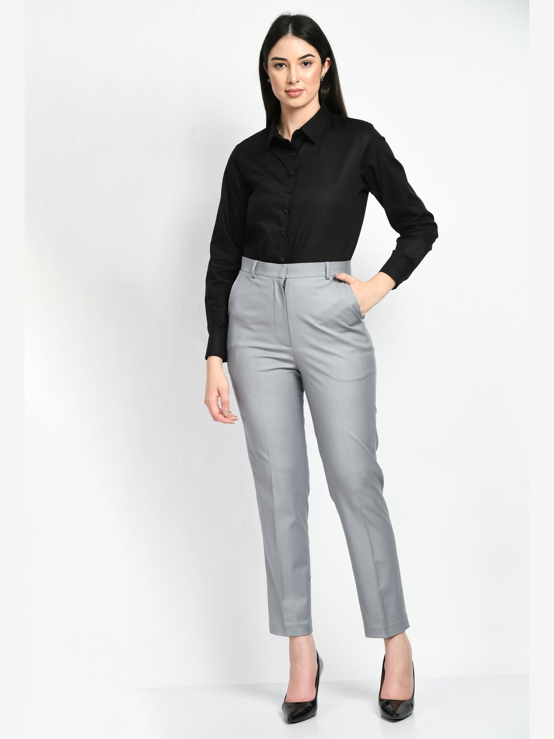 Exude Adroitness Straight Trousers Grey Trouser