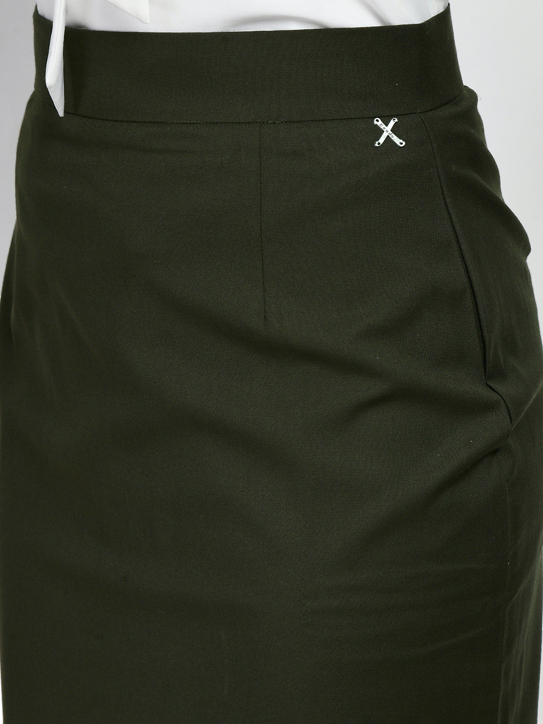 Exude Integrity Solid Pencil Skirt Olive Skirt