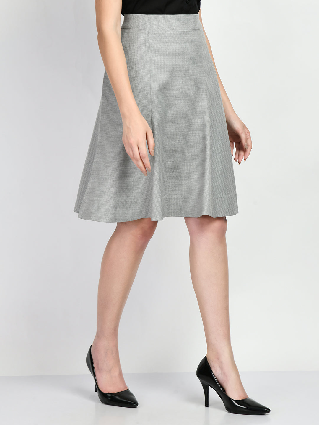 Exude Decisiveness Checked A-line Skirt Grey Skirt