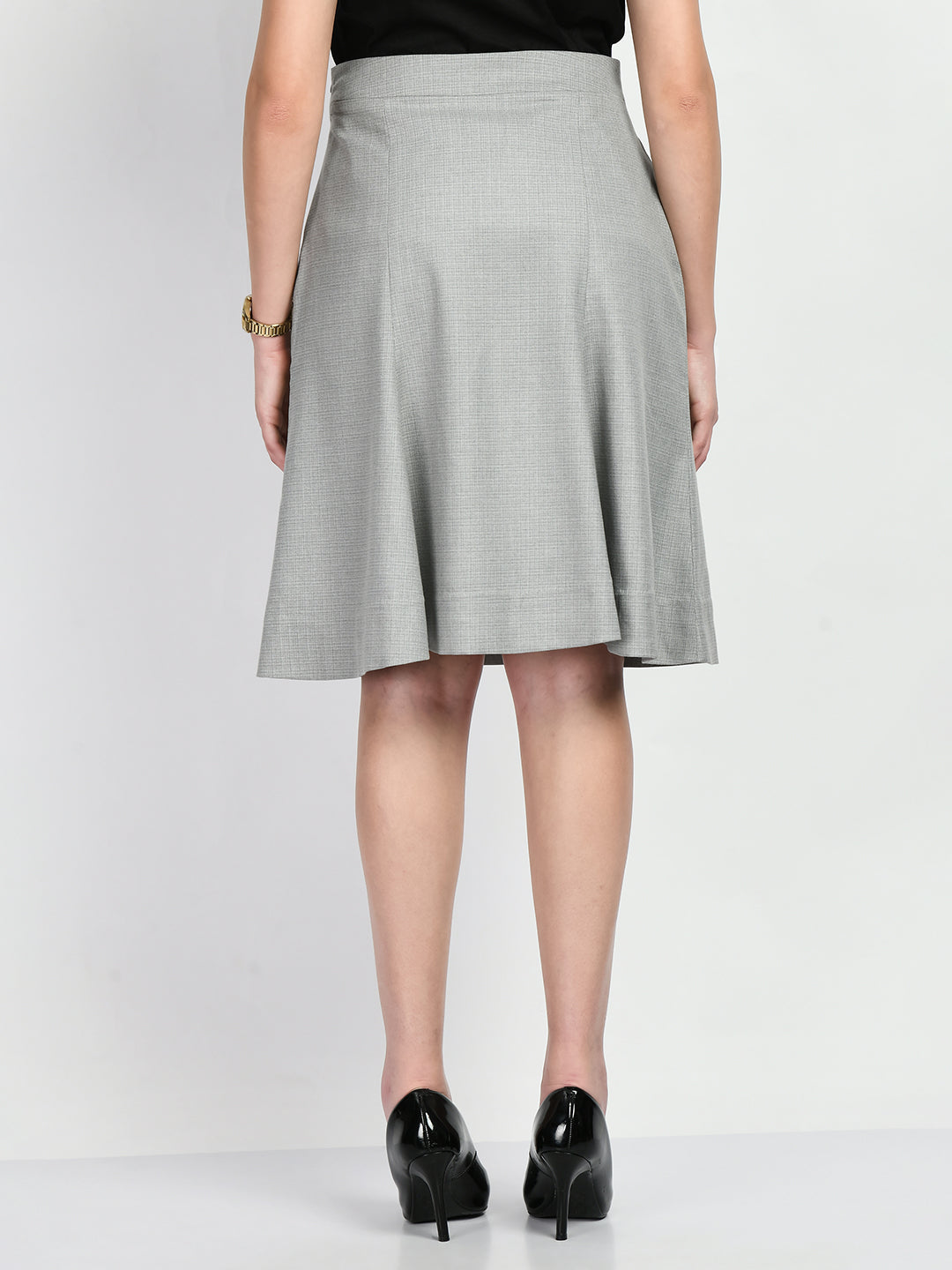 Exude Decisiveness Checked A-line Skirt Grey Skirt