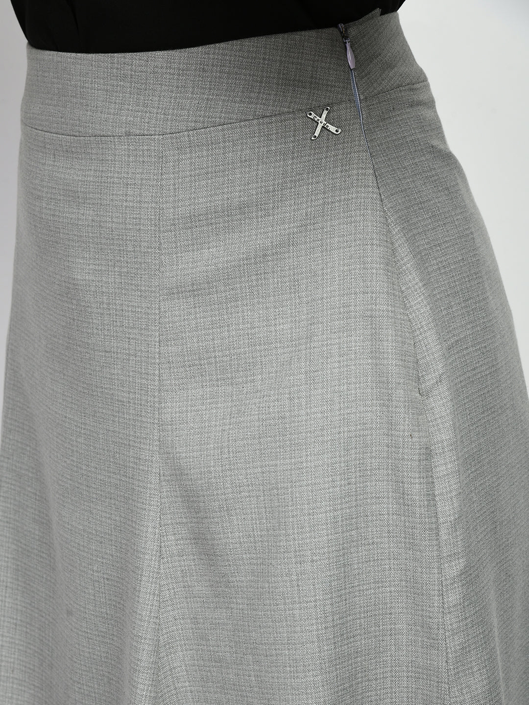 Exude Decisiveness Checked A-line Skirt Grey Skirt