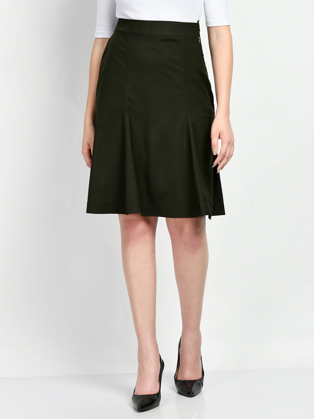 Exude Loyalty Solid A-line Skirt Olive Skirt