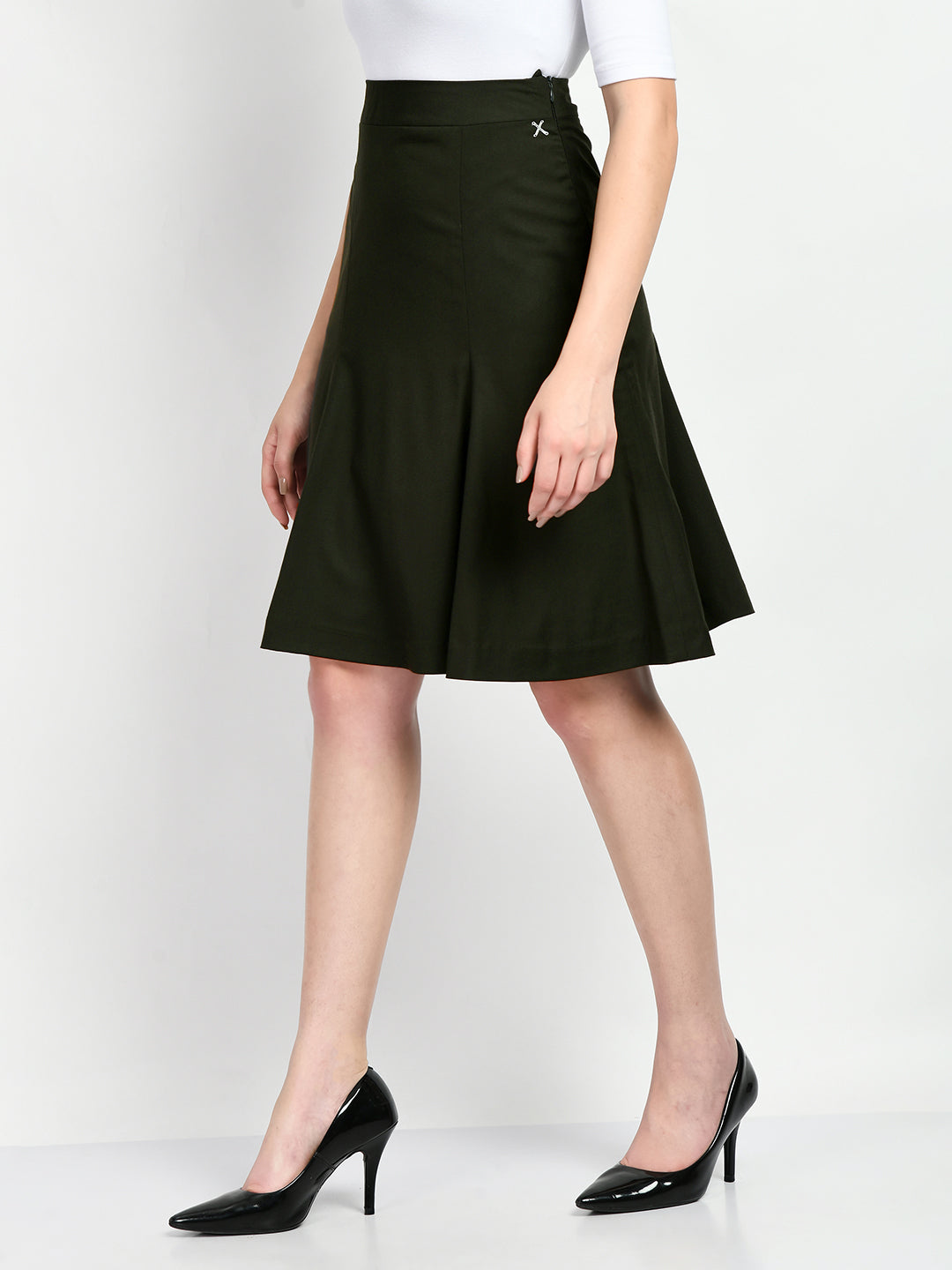 Exude Loyalty Solid A-line Skirt Olive Skirt