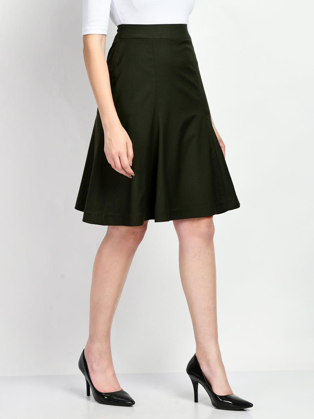Exude Loyalty Solid A-line Skirt Olive Skirt