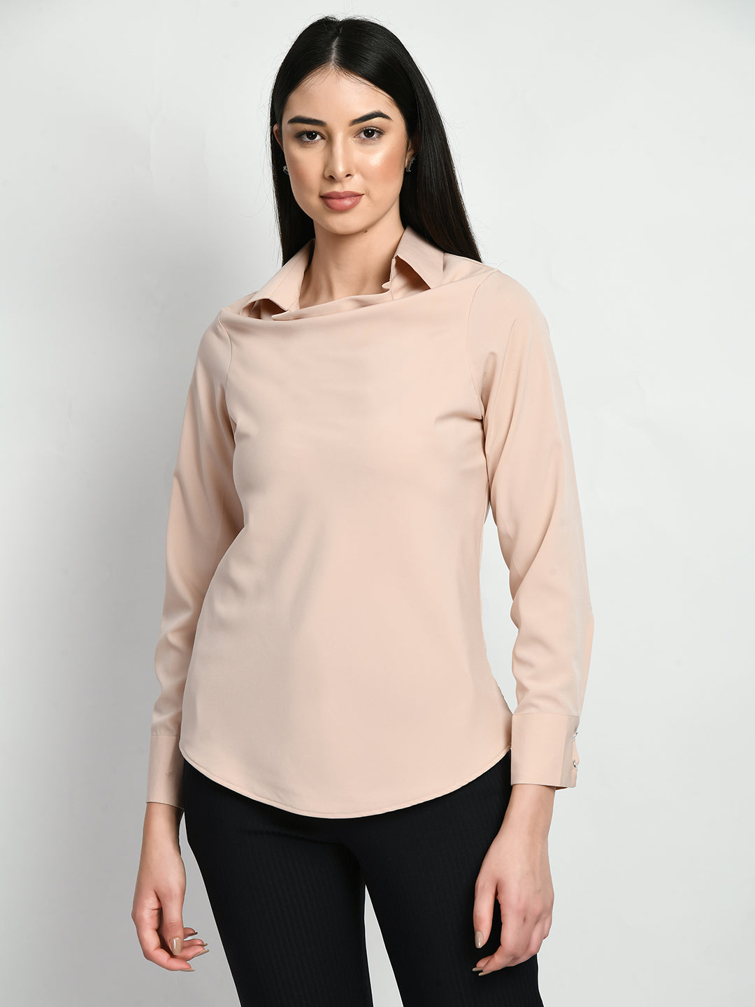 Exude Freshness Cowl Neck Top Peach Tops