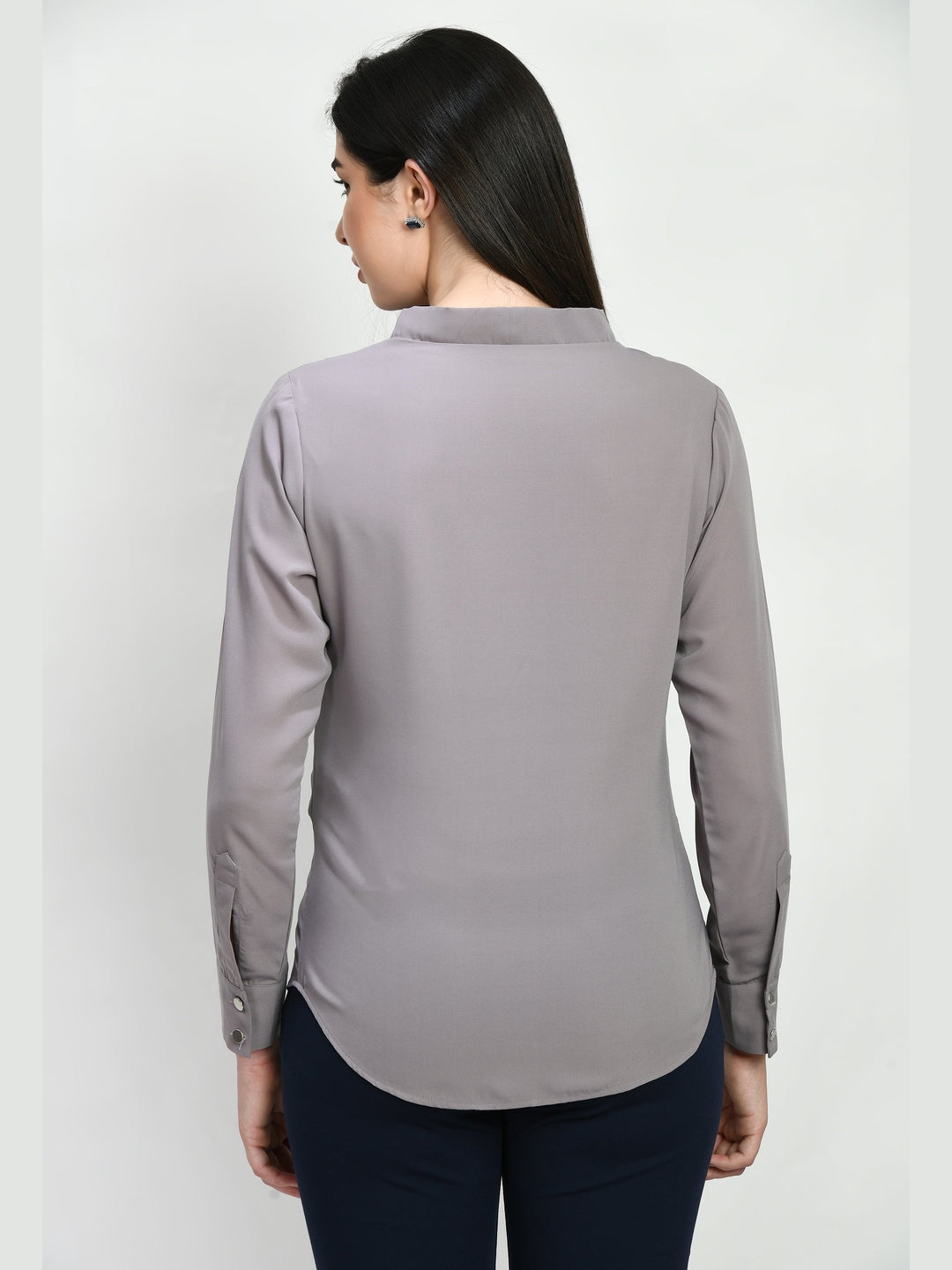 Exude Wisdom V-neck Tie Up Top Lilac Grey Tops