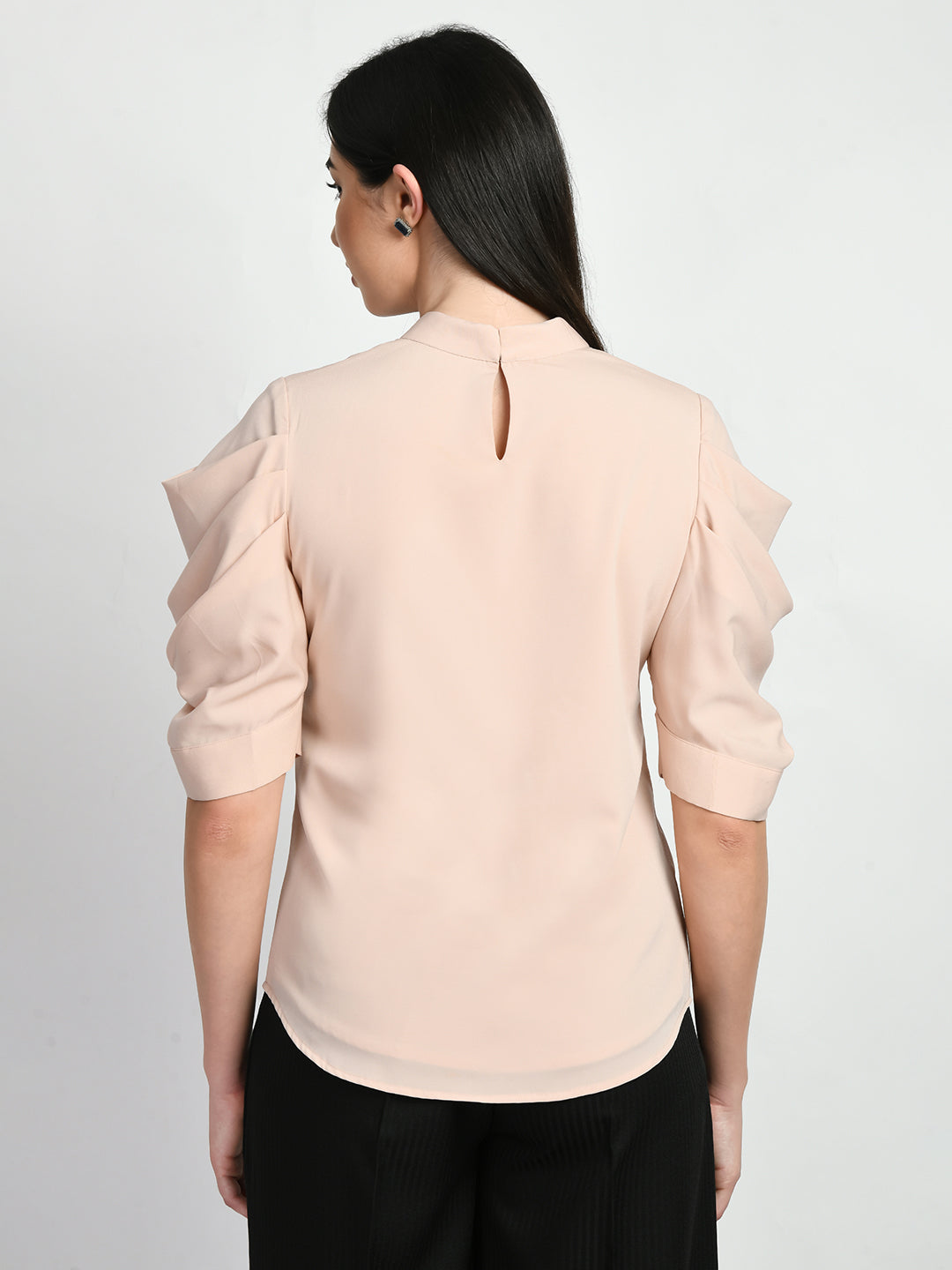 Exude Purpose Cowl Sleeves Top Peach Tops