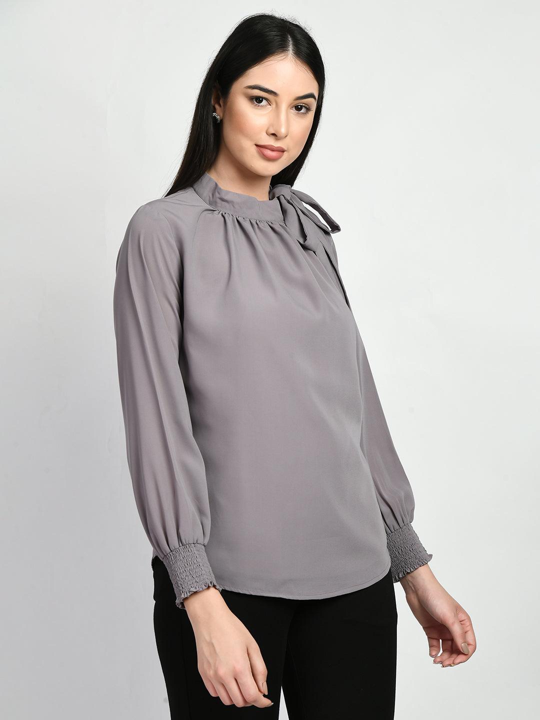 Exude Honesty Side Knot Top Lilac Grey Tops