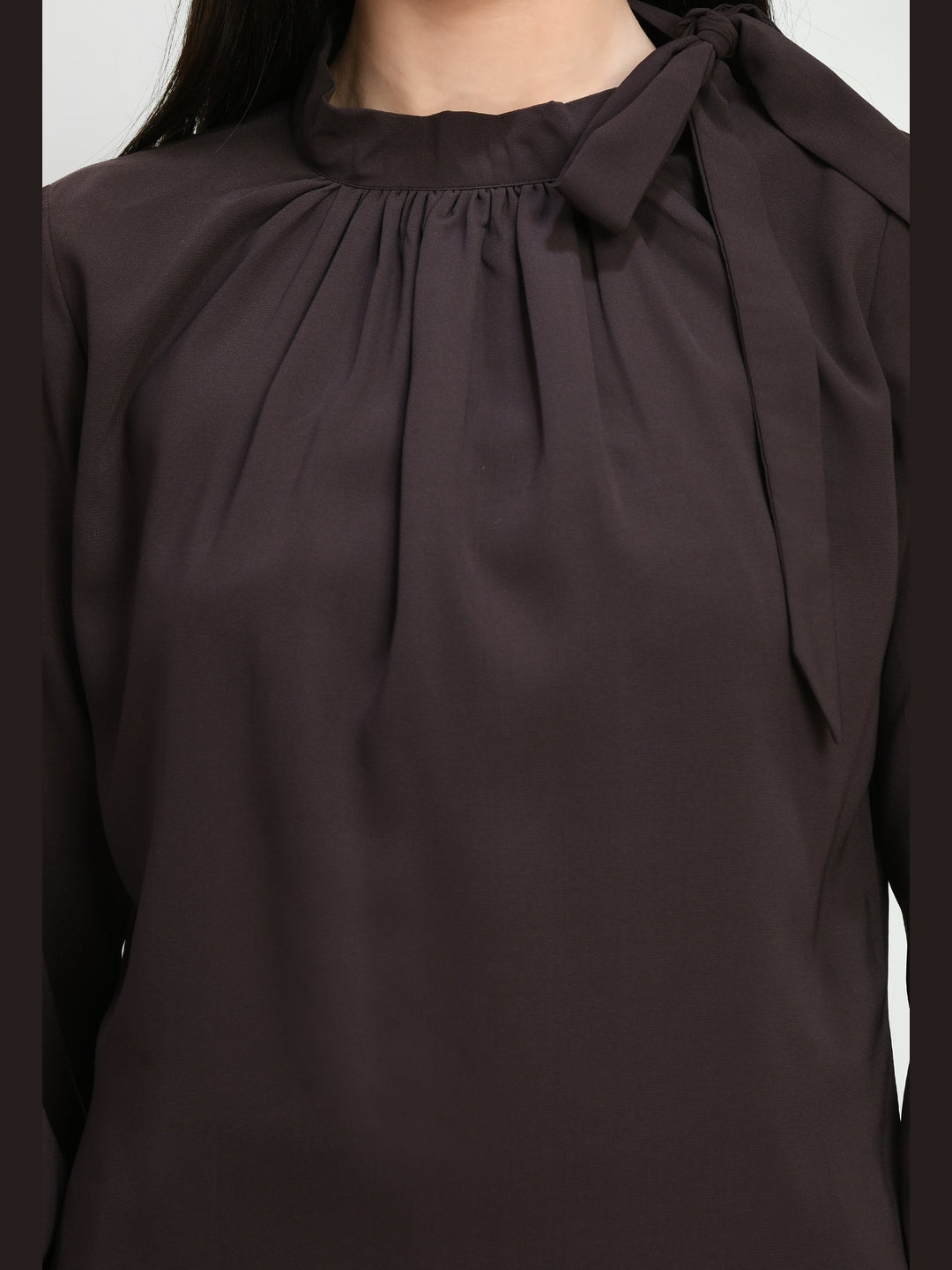 Exude Honesty Side Knot Top Coffee Brown Tops