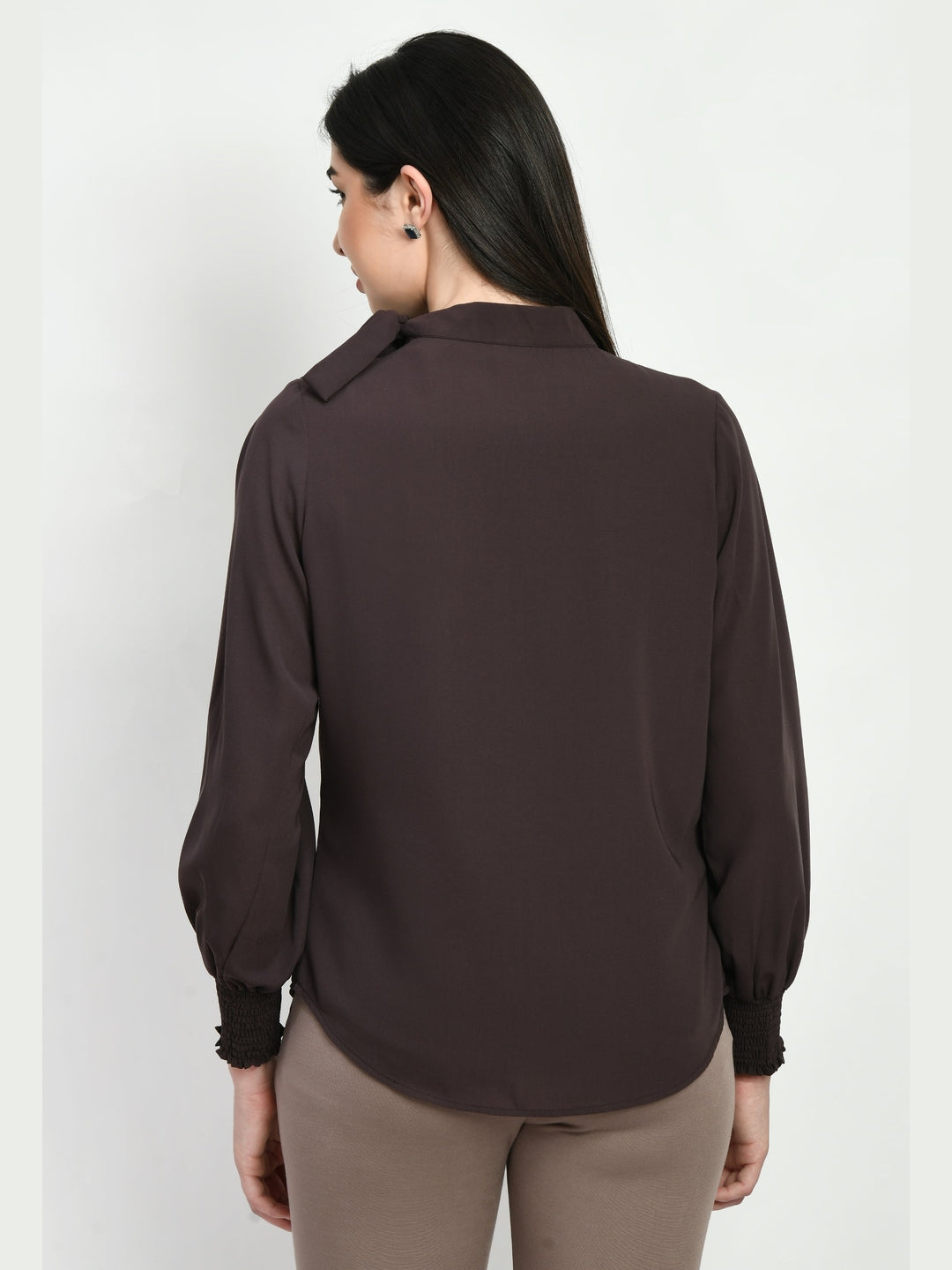 Exude Honesty Side Knot Top Coffee Brown Tops