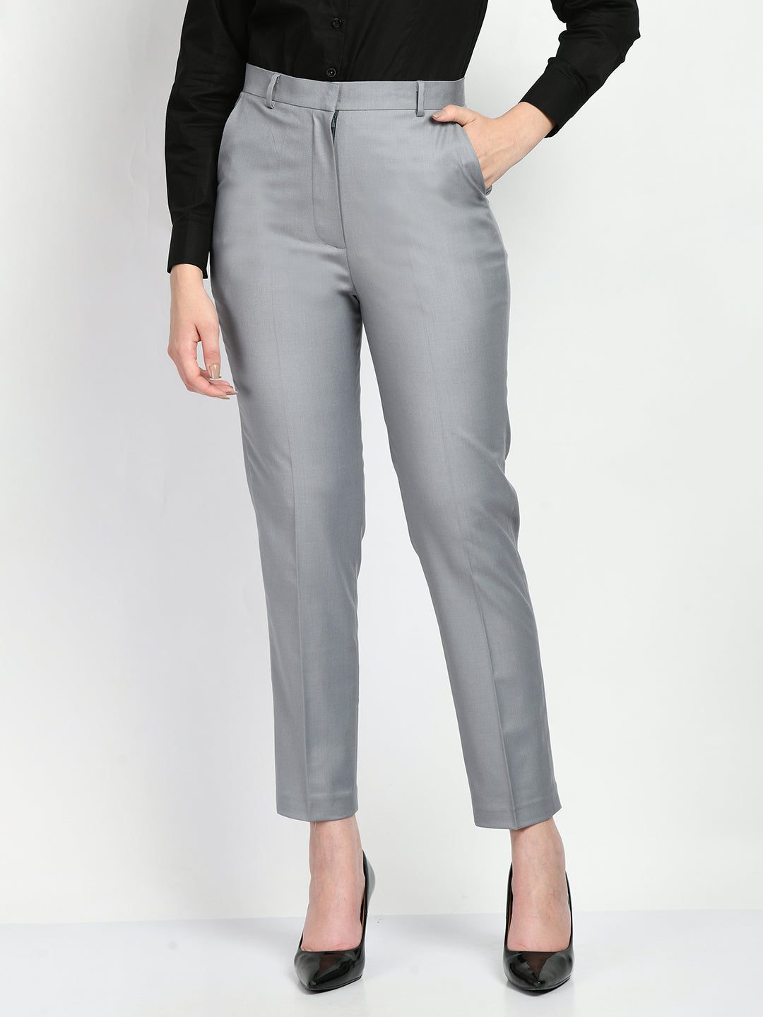 Exude Adroitness Straight Trousers Grey Trouser