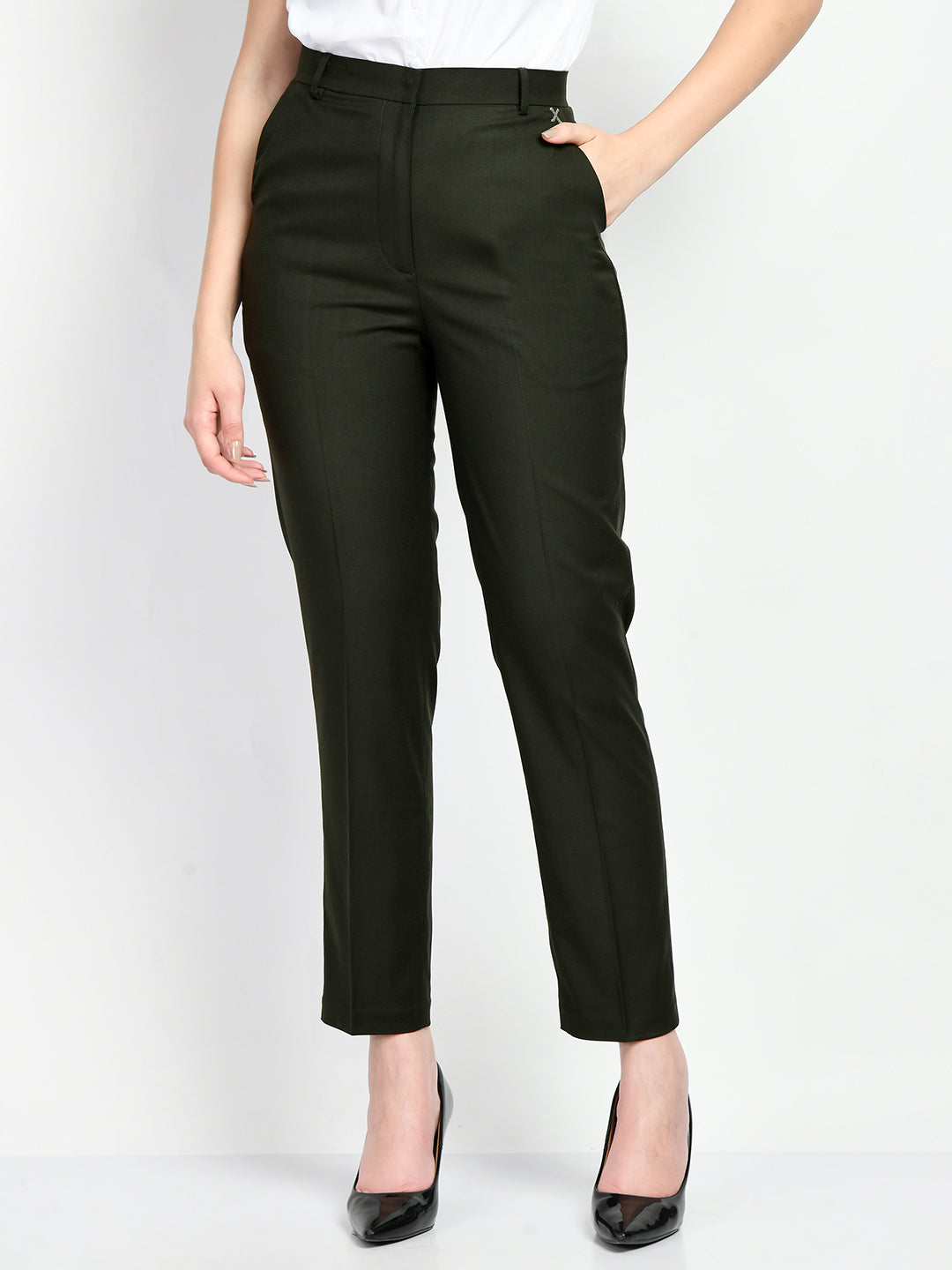 Exude Adroitness Straight Trousers Olive Trouser