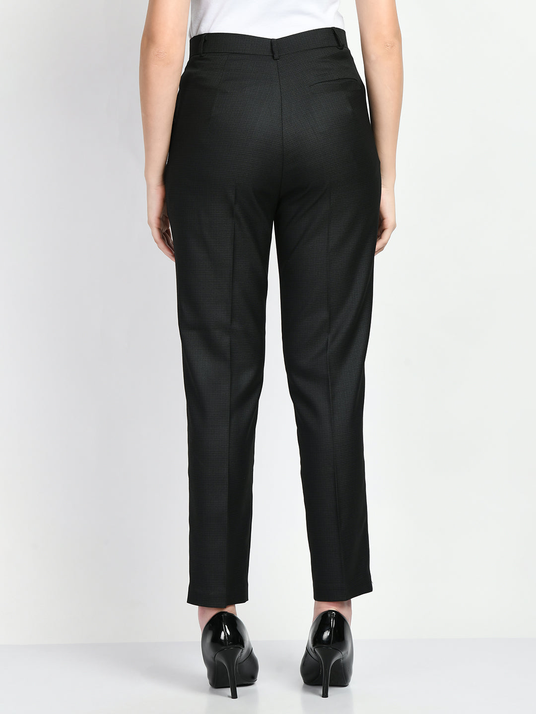 Exude Brilliance Checked Straight Trousers Black Trouser